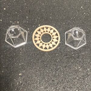 Geometric Clear&Natural Wood Sphere Ball Crystal Holders
